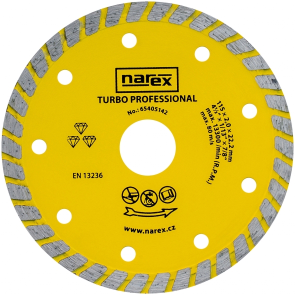 Narex DIA 115 TP - Diamantový rezací kotúč na stavebné materiály TURBO PROFESSIONAL