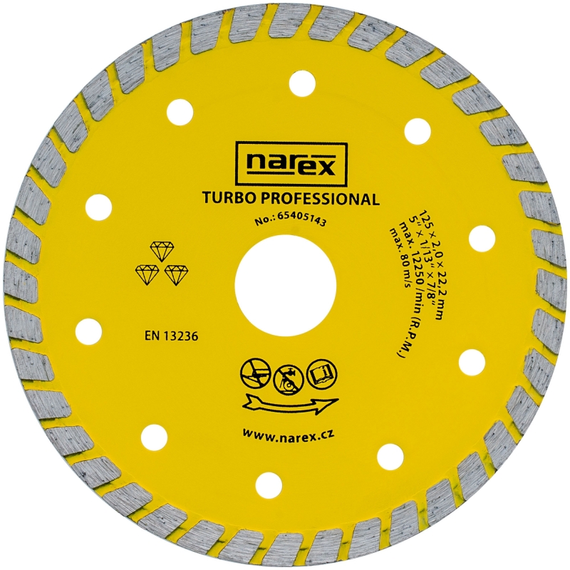 Narex DIA 125 TP - Diamantový rezací kotúč na stavebné materiály TURBO PROFESSIONAL