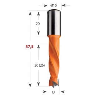 CMT 308 Vrták kolíkovací nepriechodzí S10 L57,5 HW - D10x30 S-10x20 L57,5 L