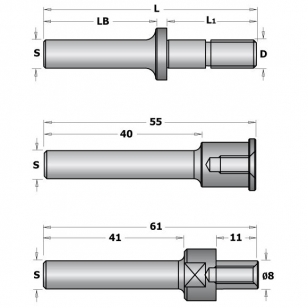 CMT C824 Tŕň tanierovej frézy s podložkami - S-12,7mm, D-M8, L1-40