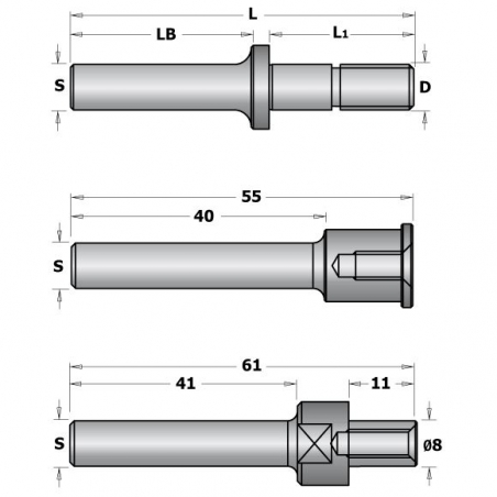 CMT C924 Tŕň tanierovej frézy, predĺžené upnutie skrutkou bez ložiska - S-8, L1-40, L86