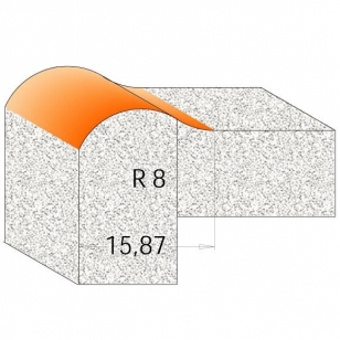 CMT C980 Profilová fréza na hrany CORIAN - D25,4 I22,2 R8 B15,87 S-12