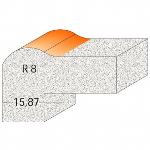 CMT C981 Profilová fréza čelná na hrany CORIAN - D25,4 I12,7 R8 S-12