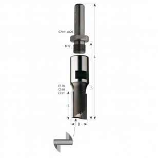 CMT Drážkovacia fréza so závitom M12 - D24x25 L60 M-12x1 HW