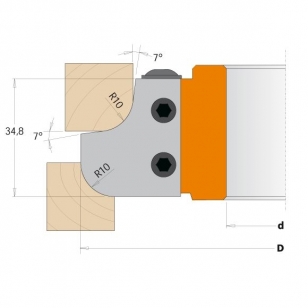 CMT Fréza zaoblovacia konvex-konkáv R10 MAN - D136 d50 Z2 ALU