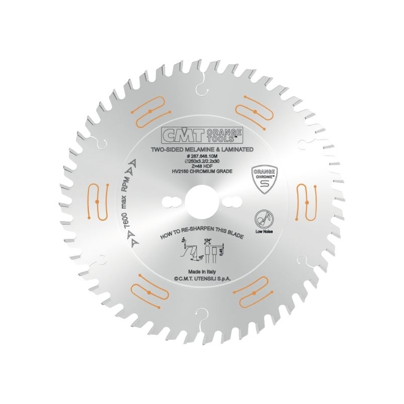 CMT CHROME C287 Pílový kotúč na lamino bez predrezu - D250x3,2 d30 Z48 HM