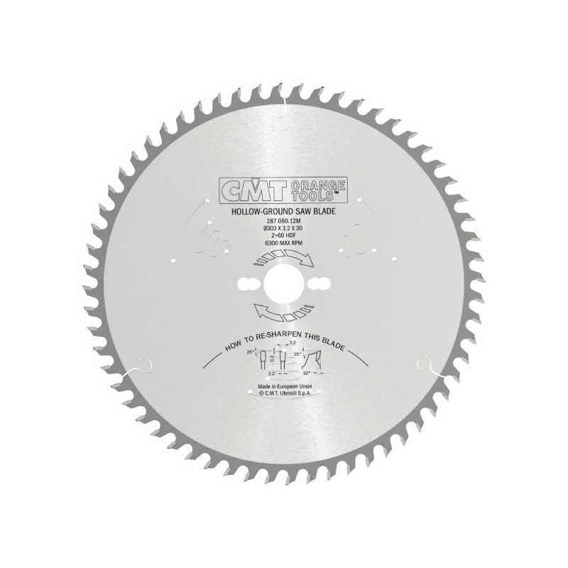 CMT Industrial C287 Pílový kotúč na lamino bez predrezu - D303x3,2 d30 Z60 HM -6st.Neg