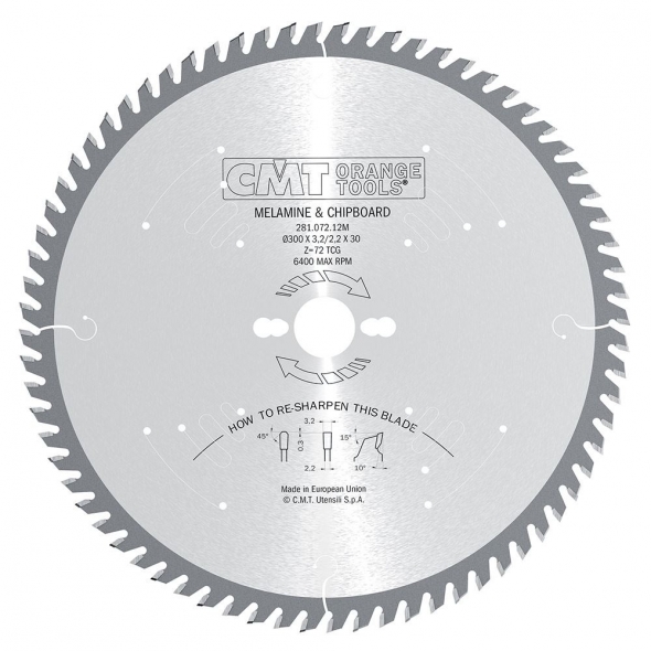 CMT Industrial Pílový kotúč na lamino a DTD - D220x3,2 d30 Z64 HM