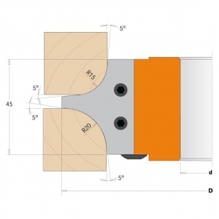 CMT Multirádiusová zaoblovacia fréza R15-R20 MAN - D147 d40 Z2 ALU