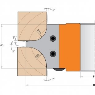 CMT Nôž pre C694004 - pár žiletiek R-15+20mm