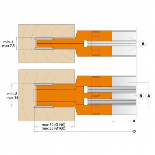 CMT Nastaviteľná drážkovacia fréza 3 dielna MAN - D140x4-15 d35 Z4+4 OCEĽ