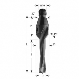 CMT Vrták kolíkovací so záhlbníkom S-M10, 30st. HW - D5x30 LB55 P