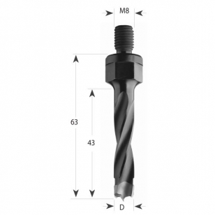 CMT Vrták kolíkovací so závitom S-M8 HW - D10x43 LB63 L