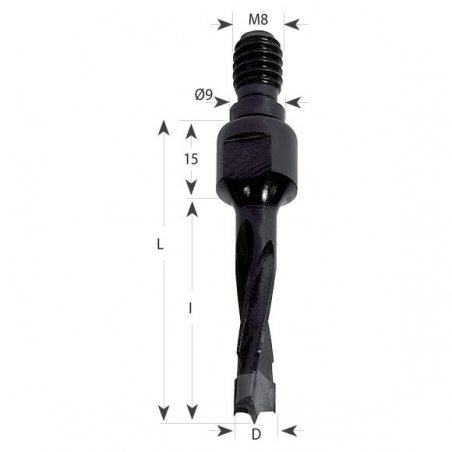 CMT Vrták kolíkovací so závitom S-M8, 9x4 HW - D10x30 LB45 L