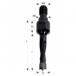 CMT Vrták kolíkovací so závitom S-M8, 9x4 HW - D8x30 LB45 L