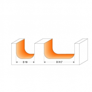 CMT Žliabková fréza - R6,4 D19x16 S-6 HM