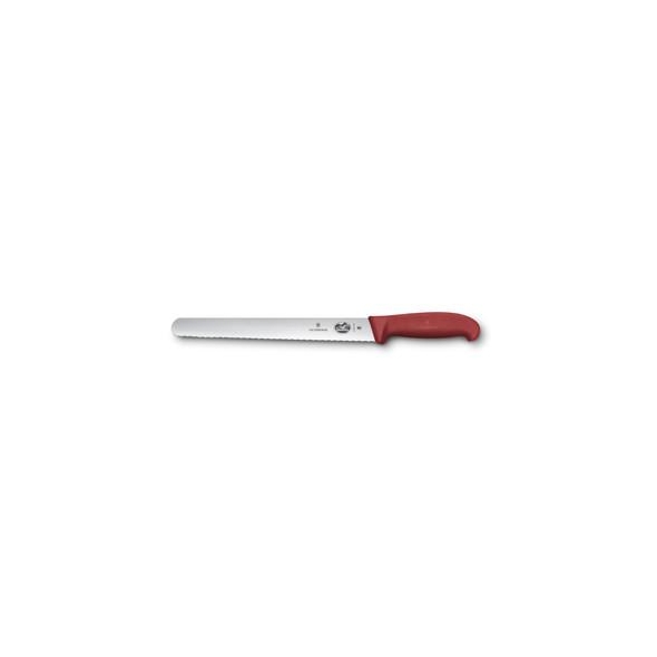 Victorinox Fibrox Nárezový nôž - zúbkované ostrie červený