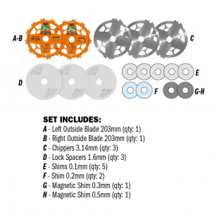 CMT Sada drážkovacích kotúčov DADO PRO - D203x6,2-20 d15,87 Z12 HW