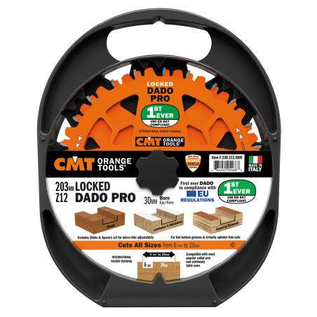 CMT Sada drážkovacích kotúčov DADO PRO - D203x6,2-20 d15,87 Z12 HW