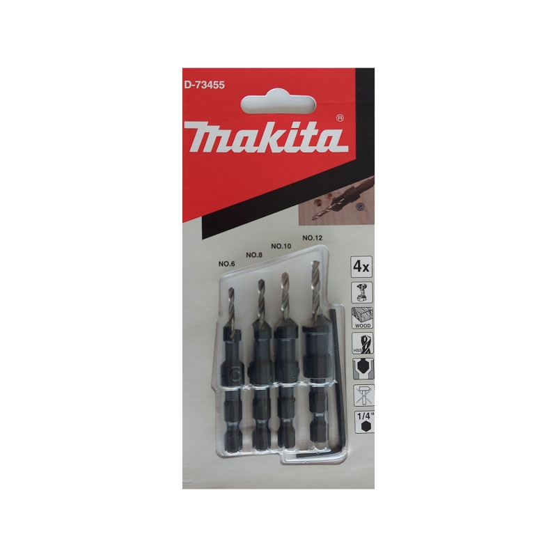 MAKITA SADA VRTÁKOV SO ZÁHLBNÍKMI 4 KS  D-73455