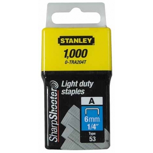 STANLEY Spony štandardné 6mm/1/4" 1000 ks typ A 5/53/530 1-TRA204T