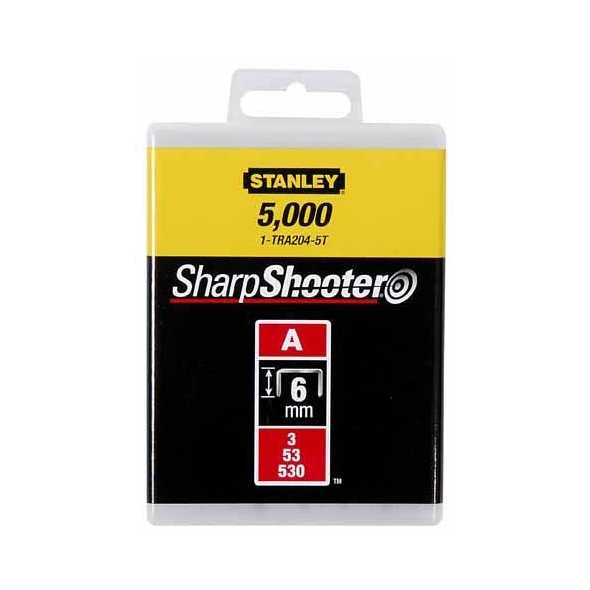 STANLEY Spony štandardné 6mm/1/4" 5000 ks typ A 5/53/530 1-TRA204-5T