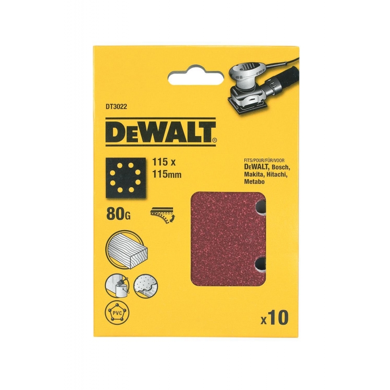DEWALT PAPIER BRUSNY 115*115 P80 10KS DT3022