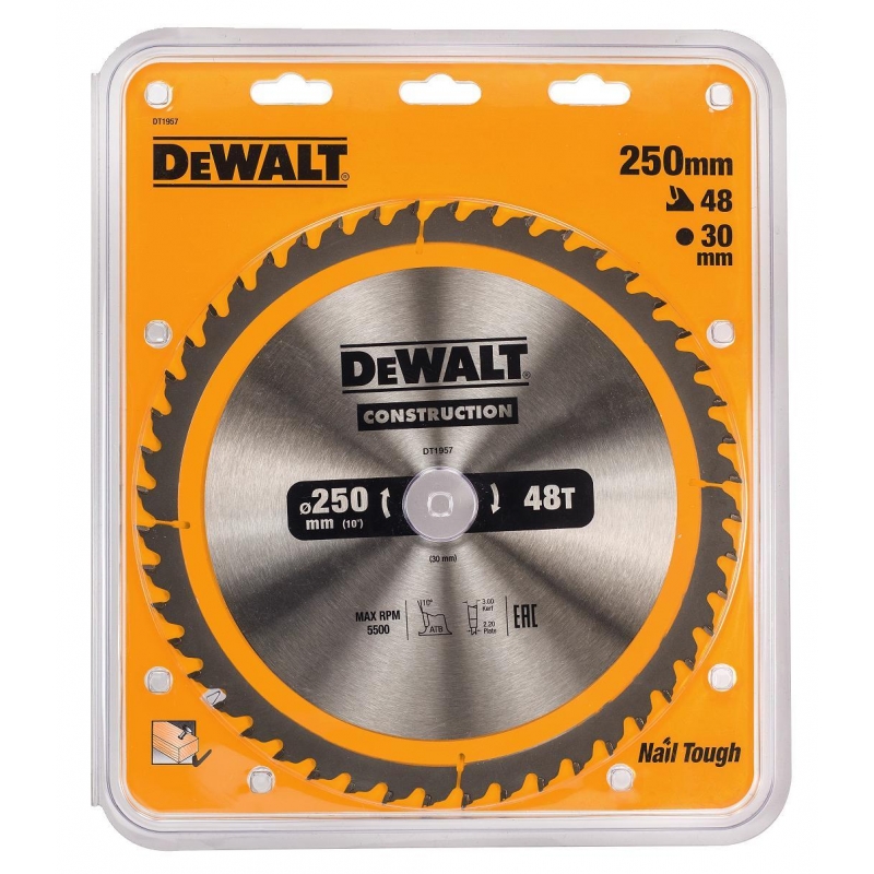 DEWALT Kotúč pílový 250 × 30 mm, 48 zubov, ATB 10°, univerzálny rez DT1957