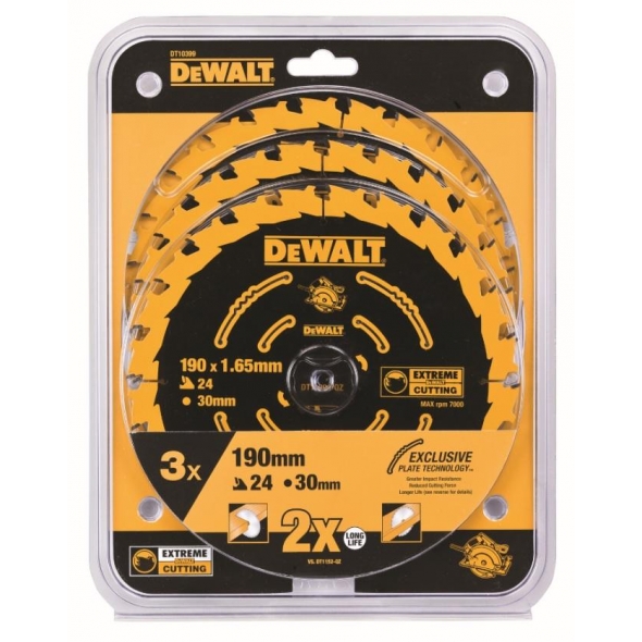 DEWALT Set troch kotúčov 190 x 30 mm DT10399