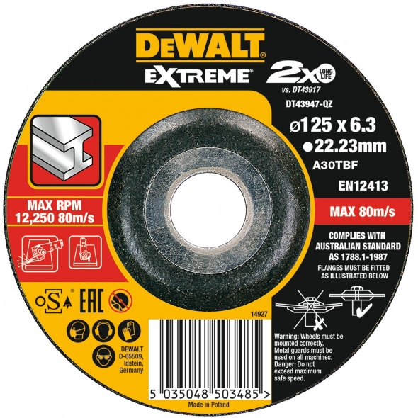 DEWALT Kotuč rezný na nerez 125x1,2 mm Typ1 (10ks v plechovke) DT43922