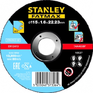 STANLEY FATMAX Kotúč rezný na hliník, pr.115×1,6×22mm plochý STA32622