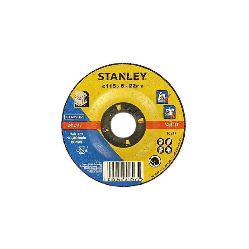 STANLEY FATMAX Kotúč brúsny na kov, pr.115×22mm, hr.6mm, vypuklý STA32050