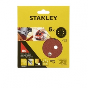 STANLEY FATMAX Papier brúsny na excen. brúsku, suchý.zips, pr.125mm, P80 - 5ks STA32032