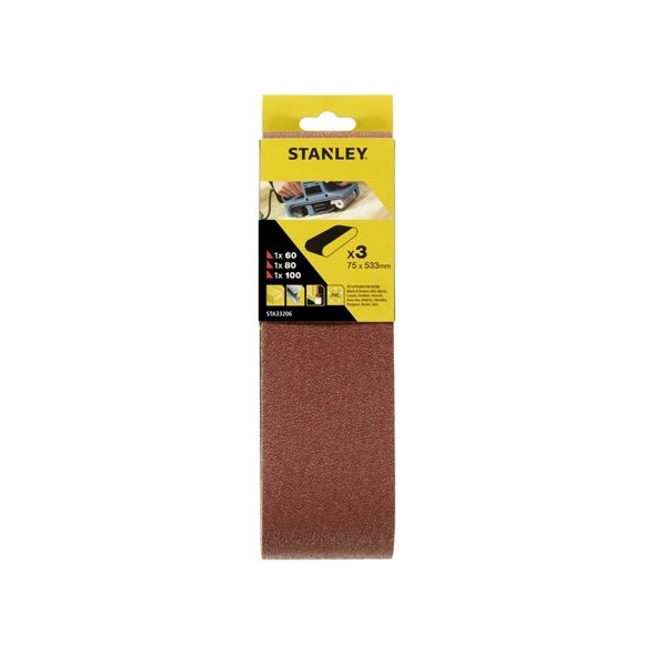 STANLEY FATMAX Pás brúsny, 533x75mm, 1xP60,1xP80,1xP100 STA33206