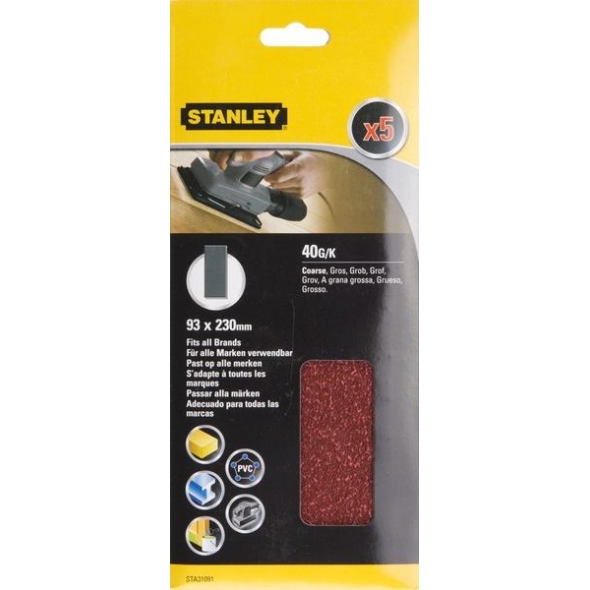 STANLEY FATMAX Papier brúsny nedierovaný 93x230mm P40, 5ks STA31091