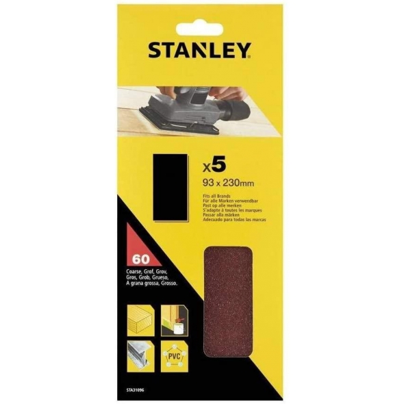 STANLEY FATMAX Papier brúsny nedierovaný 93x230mm P60, 5ks STA31096
