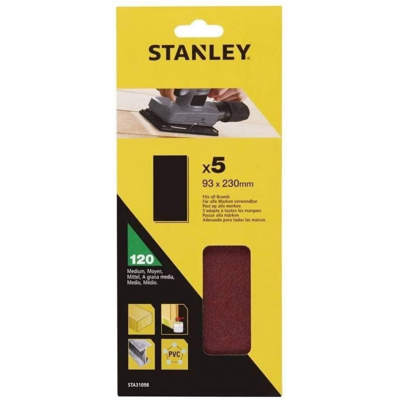 STANLEY FATMAX Papier brúsny nedierovaný 93x230mm P120, 5ks STA31098