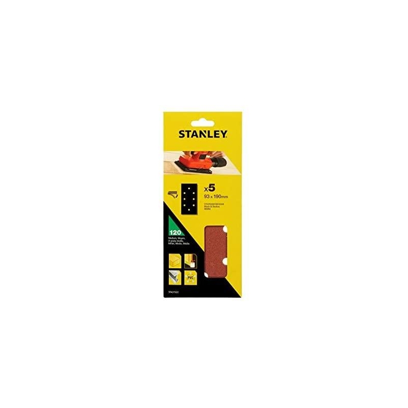 STANLEY FATMAX Papier brúsny dierovaný 93x190mm P120, 5ks, suchý zips, pre B+D STA31522