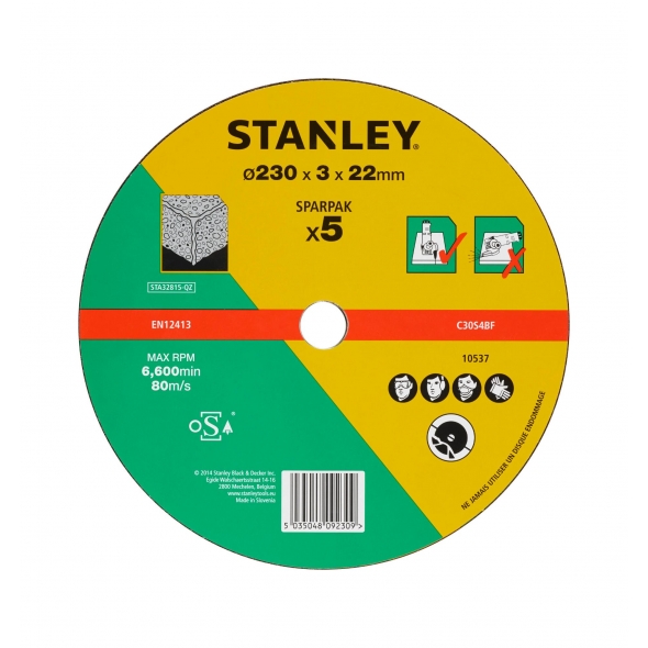 STANLEY FATMAX Kotúč rezný na betón/kameň, pr.230x3,2x22mm, 5ks STA32815