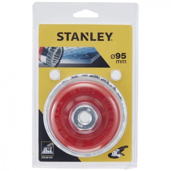 STANLEY FATMAX Kefa na uhl. brúsky, oceľová vrkočová hrnčeková, pr.95mm M14 STA36105