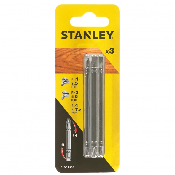 STANLEY FATMAX Bit skrutkovací obojstranný, sada 3ks, PH1-PL5, PL4-7,2, PH2-PL6 x 86mm STA61383