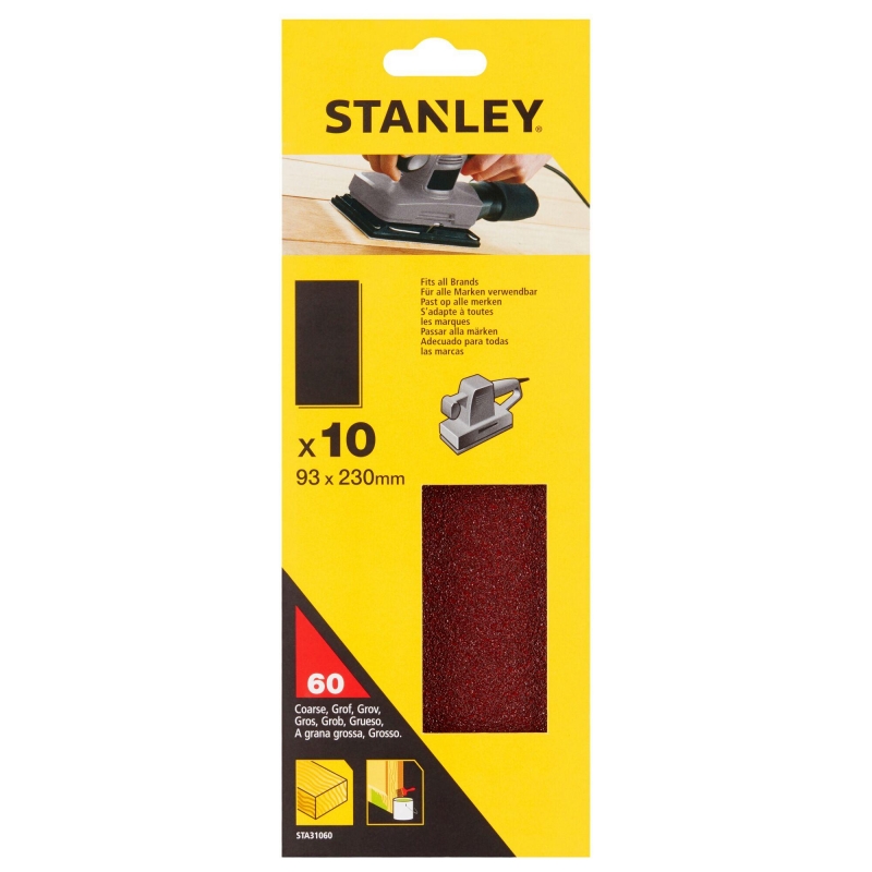 STANLEY FATMAX Papier brúsny pre vibračnú brúsku nedierovaný  93 x 230 mm, P60, 10 ks STA31060