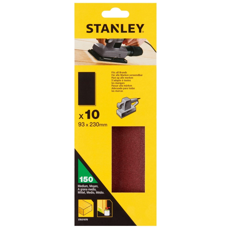 STANLEY FATMAX Papier brúsny pre vibračnú brúsku nedierovaný  93 x 230 mm, P150, 10 ks STA31070