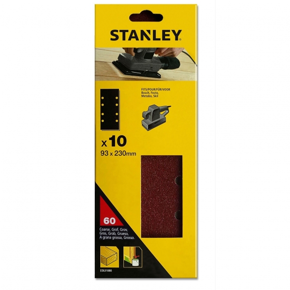 STANLEY FATMAX Papier brúsny pre vibračnú brúsku dierovaný  93 x 230 mm, P60, 10 ks STA31080