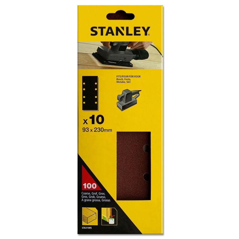 STANLEY FATMAX Papier brúsny pre vibračnú brúsku dierovaný 93 x 230 mm, P100, 10 ks STA31085