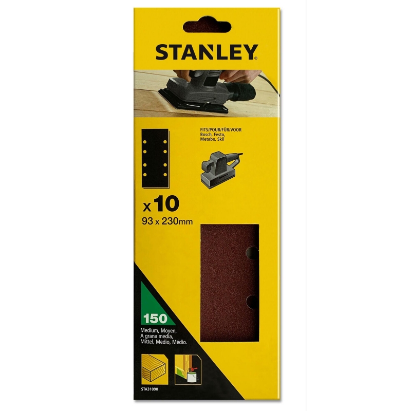 STANLEY FATMAX Papier brúsny pre vibračnú brúsku dierovaný 93 x 230 mm, P150, 10 ks STA31090