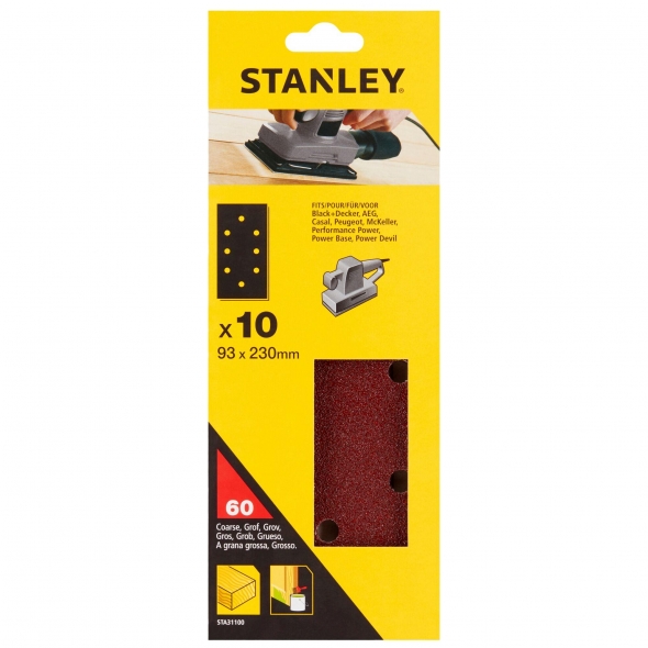 STANLEY FATMAX Papier brúsny pre vibračnú brúsku dierovaný 93 x 230 mm,P60, 10 ks STA31100