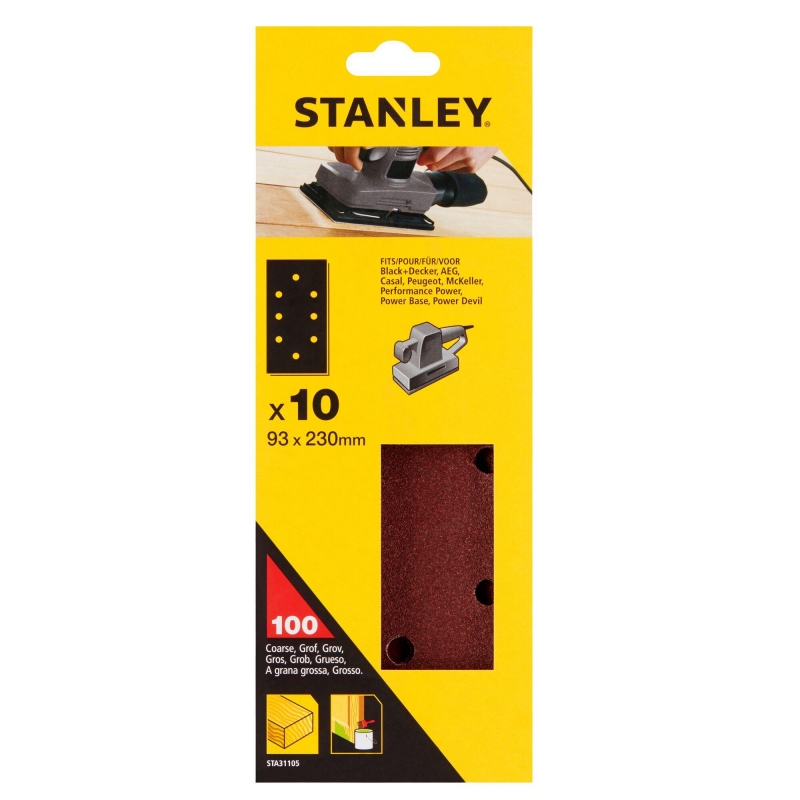 STANLEY FATMAX Papier brúsny pre vibračnú brúsku dierovaný  93 x 230 mm, P100,10 ks STA31105