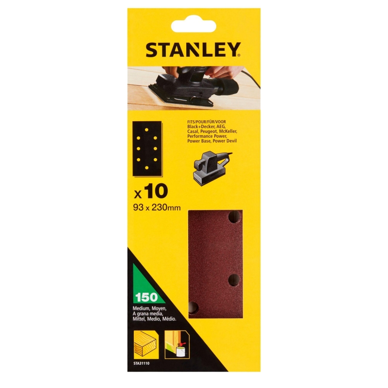STANLEY FATMAX Papier brúsny pre vibračnú brúsku dierovaný  93 x 230 mm P150, 10 ks STA31110