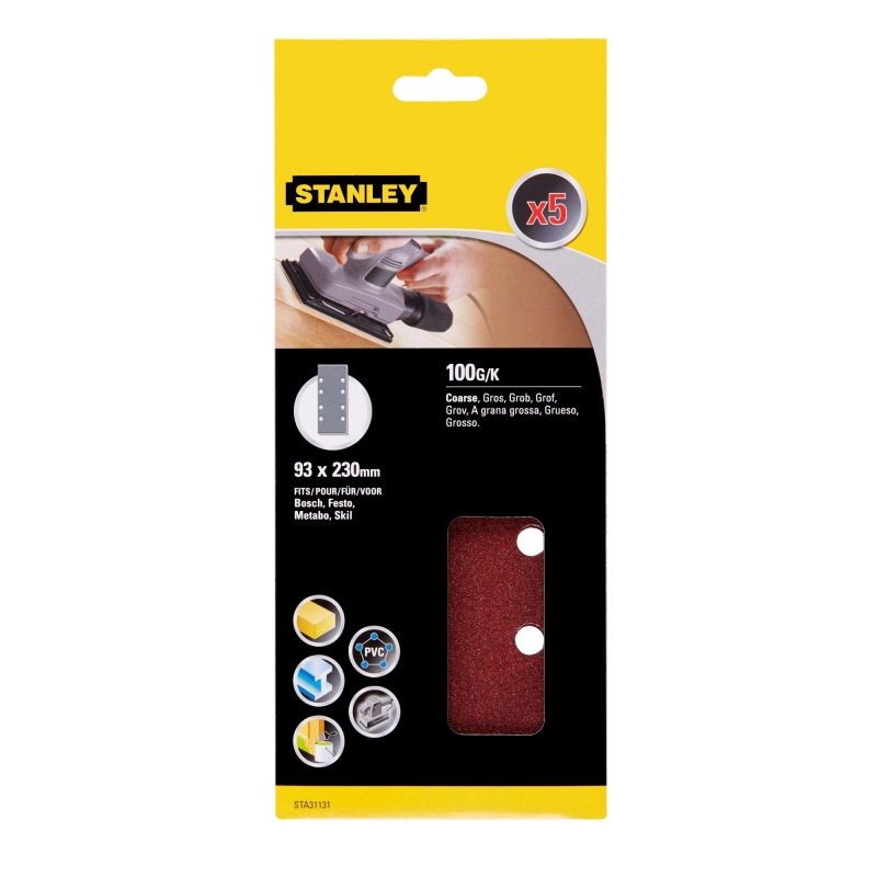 STANLEY FATMAX Papier brúsny pre vibračnú brúsku dierovaný 93 x 230 mm P100, 5 ks STA31131